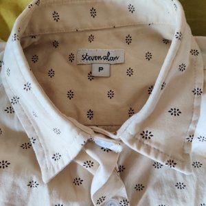 steven alan reverse seam shirt floral cream XS